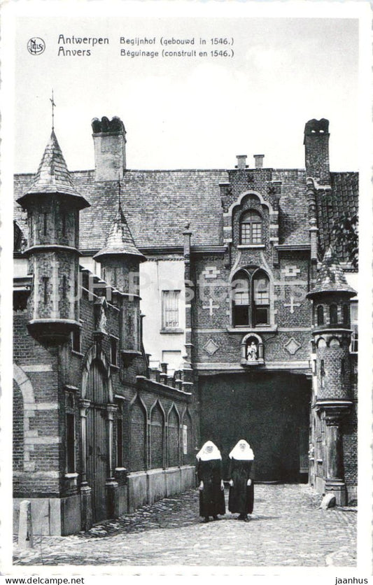 Antwerpen Begijnhof - Antwerp Beguinage - courtyard - nuns - 47 - old postcard - Belgium - unused - JH Postcards