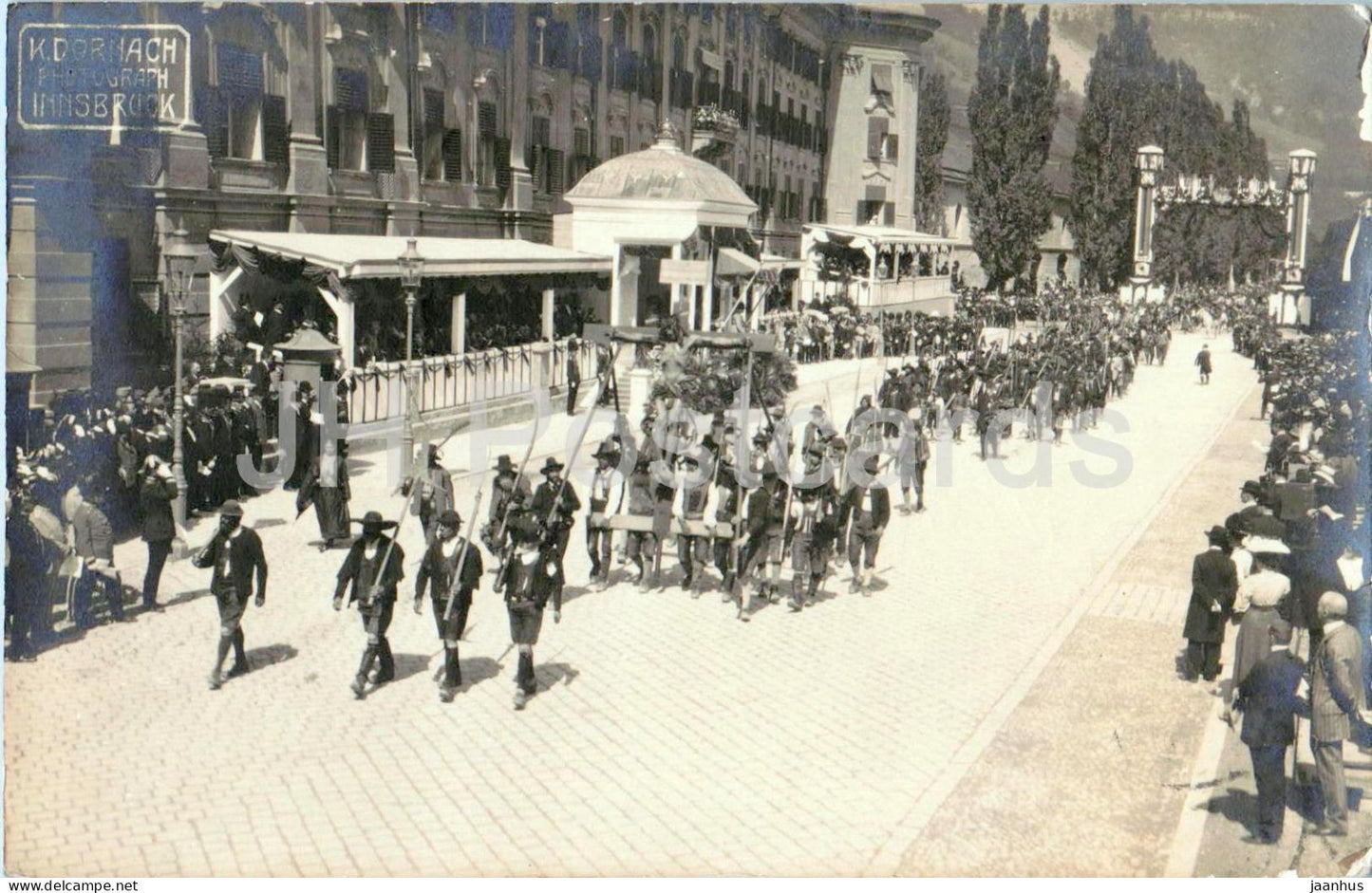 Innsbruck - Tiroler Landsturm - Landsturmkreuz - Huldigungs Festzug - procession - old postcard - 1900s - Austria - used - JH Postcards
