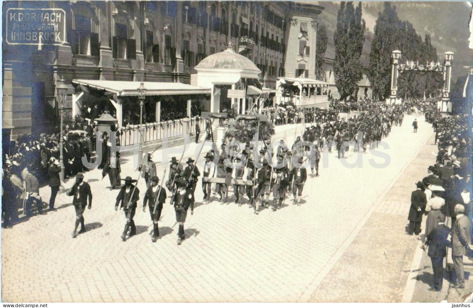 Innsbruck - Tiroler Landsturm - Landsturmkreuz - Huldigungs Festzug - procession - old postcard - 1900s - Austria - used - JH Postcards