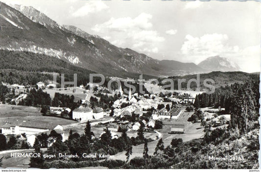 Hermagor gegen Dobratsch - Gailtal Karnten - town view - valley - mountains - 20753 - 1962 - Austria - used - JH Postcards
