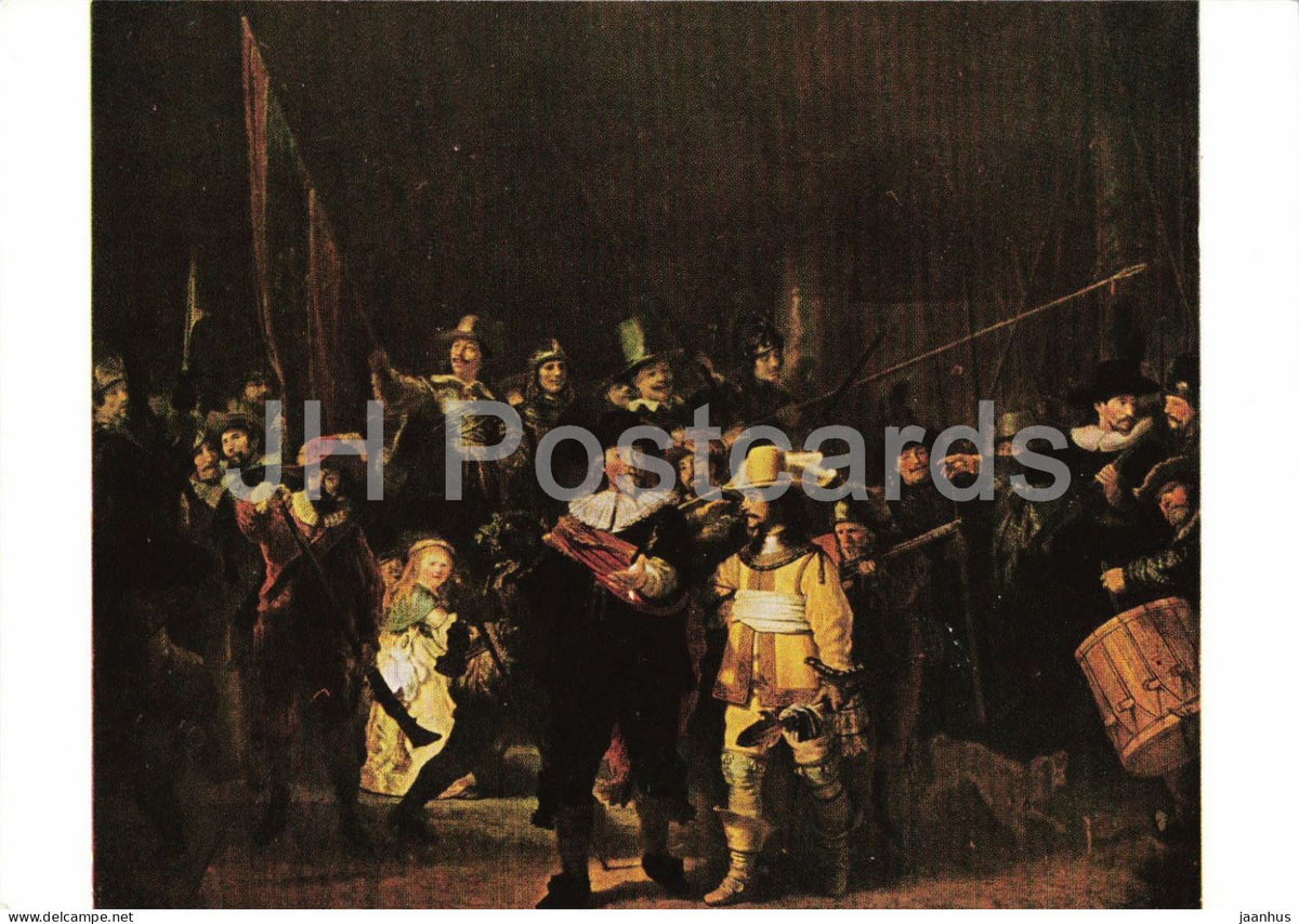 painting by Rembrandt - The Night Watch - Nachtwache - military - Dutch art - 6214 - France - unused - JH Postcards