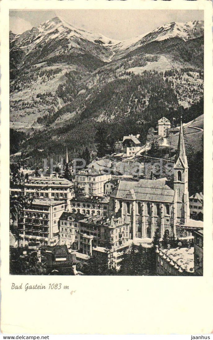 Badgastein - Bad Gastein - 1083 m - View with church and mountains - No. 1771 - old postcard - 1943 - Austria - used - JH Postcards