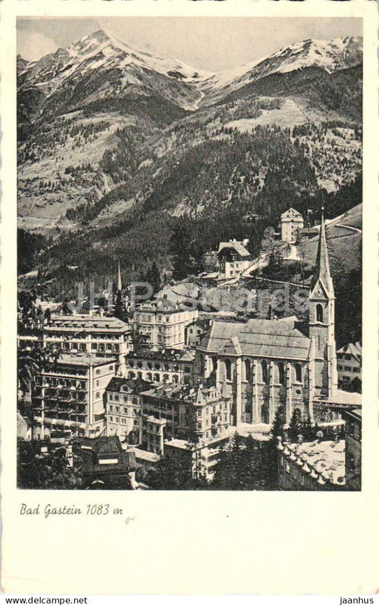 Badgastein - Bad Gastein - 1083 m - View with church and mountains - No. 1771 - old postcard - 1943 - Austria - used - JH Postcards