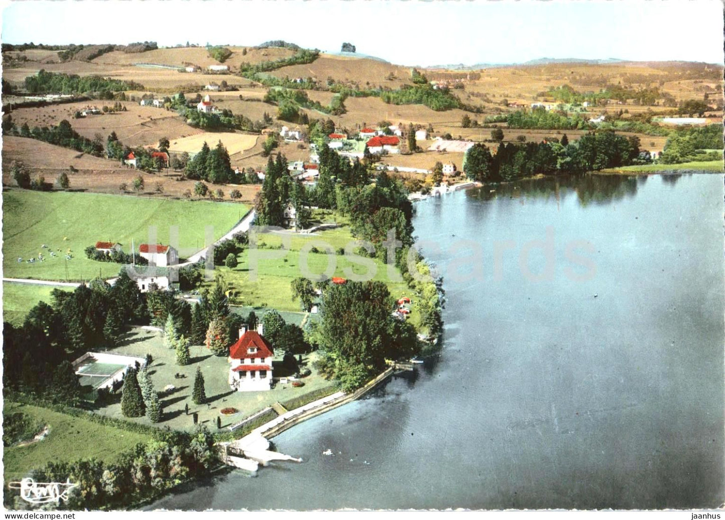 Paladru - Vue generale aerienne et le Lac - General aerial view and the lake - 351-39 - old postcard - France - unused - JH Postcards