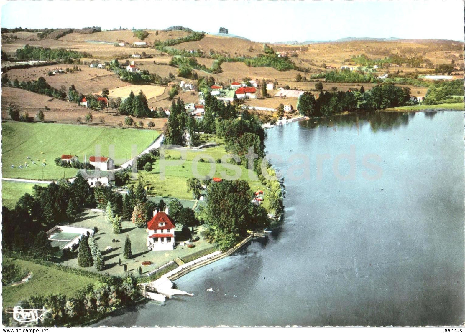Paladru - Vue generale aerienne et le Lac - General aerial view and the lake - 351-39 - old postcard - France - unused - JH Postcards