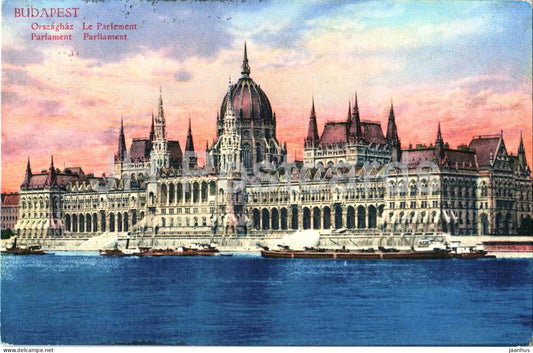 Budapest - Orszaghaz - Parliament - Danube river - old postcard - 1932 - Hungary - used - JH Postcards