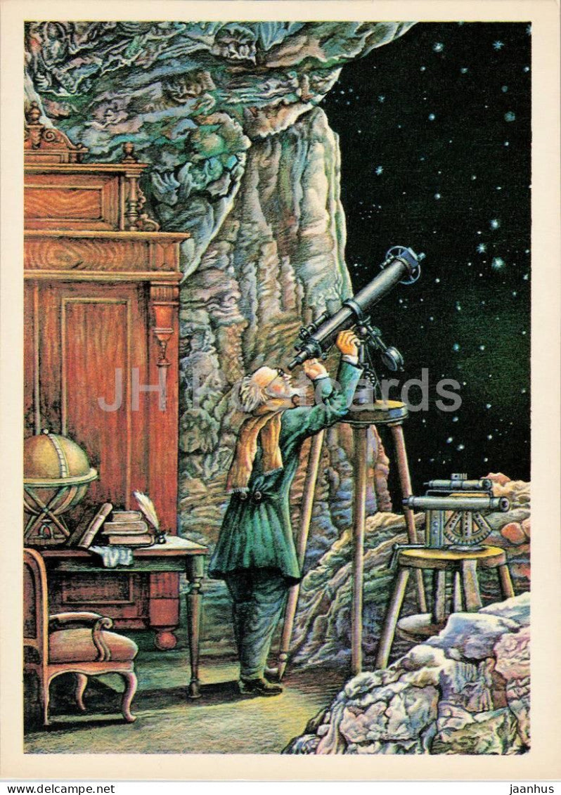 Hector Servadac - scientist - telescope - Books of Jules Verne - 1980 - Russia USSR - unused - JH Postcards
