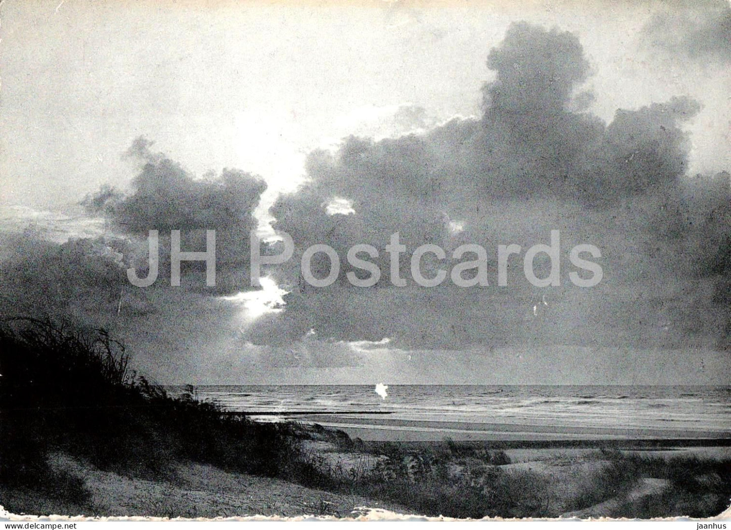 Coxyde Bains - Koksijde Baden - sea sunset - beach - dunes - no 13 - old postcard - 1953 - Belgium - used - JH Postcards