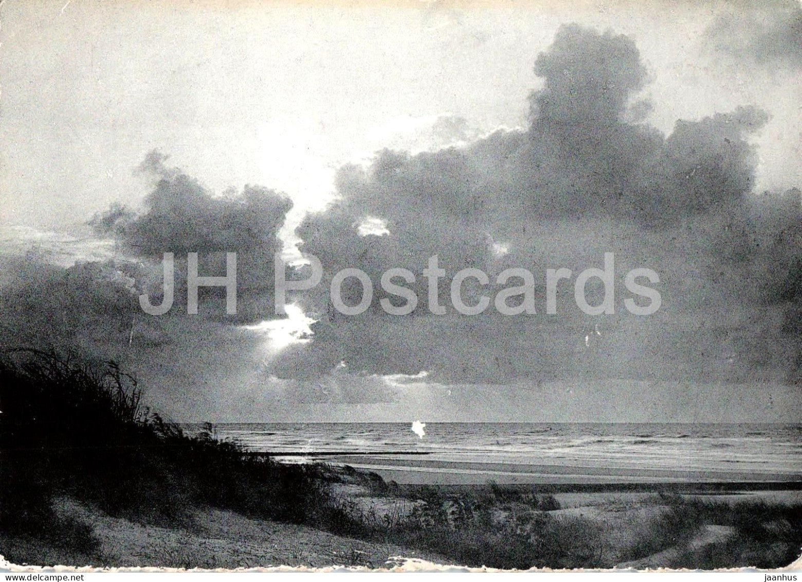 Coxyde Bains - Koksijde Baden - sea sunset - beach - dunes - no 13 - old postcard - 1953 - Belgium - used - JH Postcards