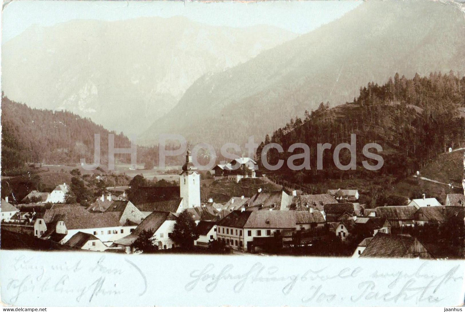 Lunz am See - panorama - town - landscape - old postcard - 1900 - Austria - used - JH Postcards
