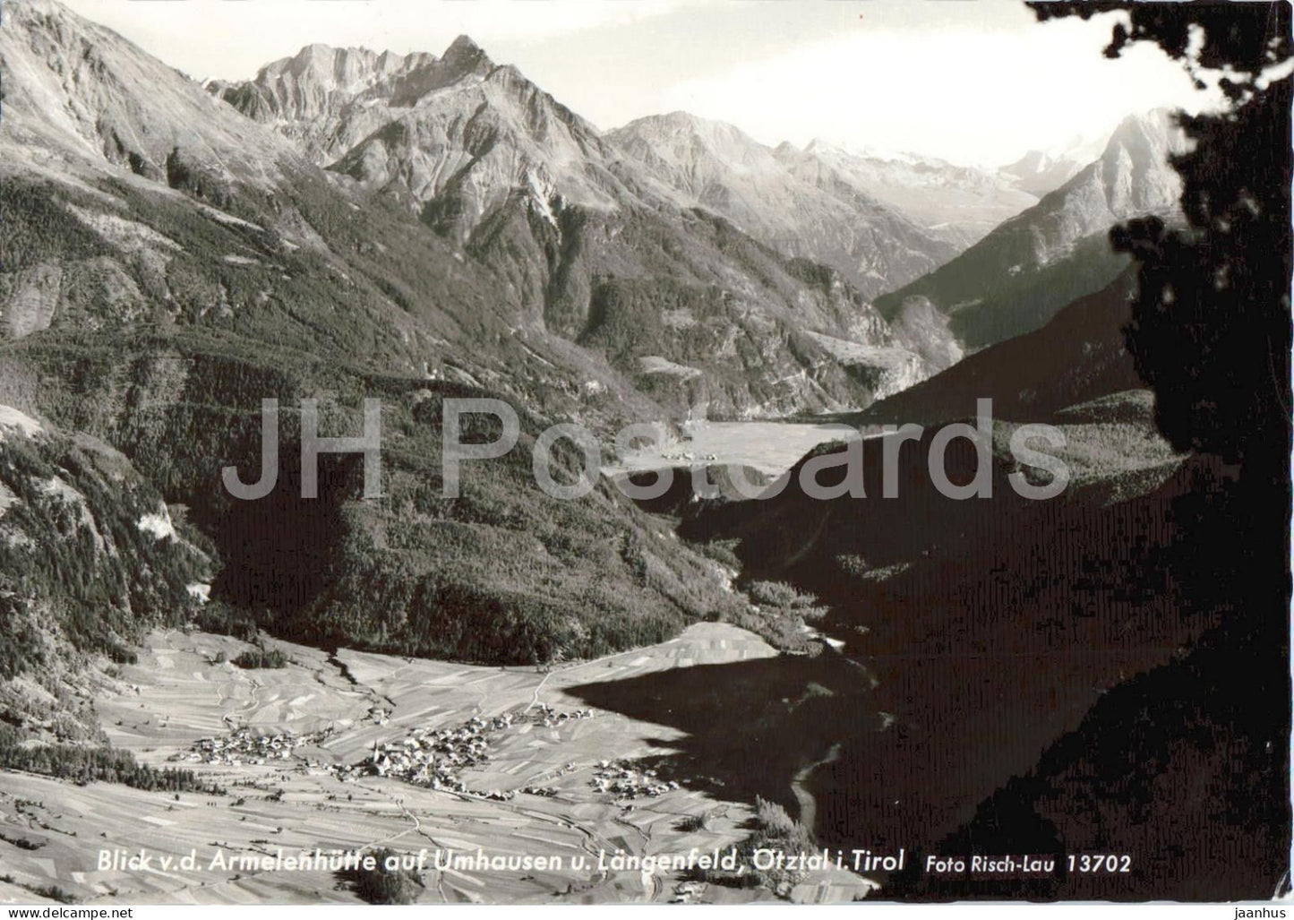 Blick v. d. Armelenhutte auf Umhausen u. Langenfeld - Otztal i. Tirol - valley - 13702 - old postcard - Austria - used - JH Postcards