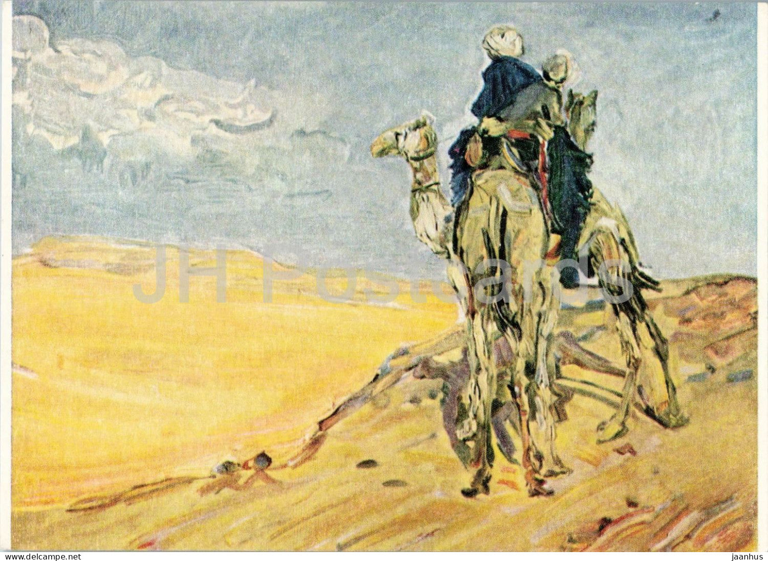 painting by Max Slevogt - Sandstorm in the Libyan Desert - Sandsturm - camel - German art - 1966 - Germany DDR - unused - JH Postcards