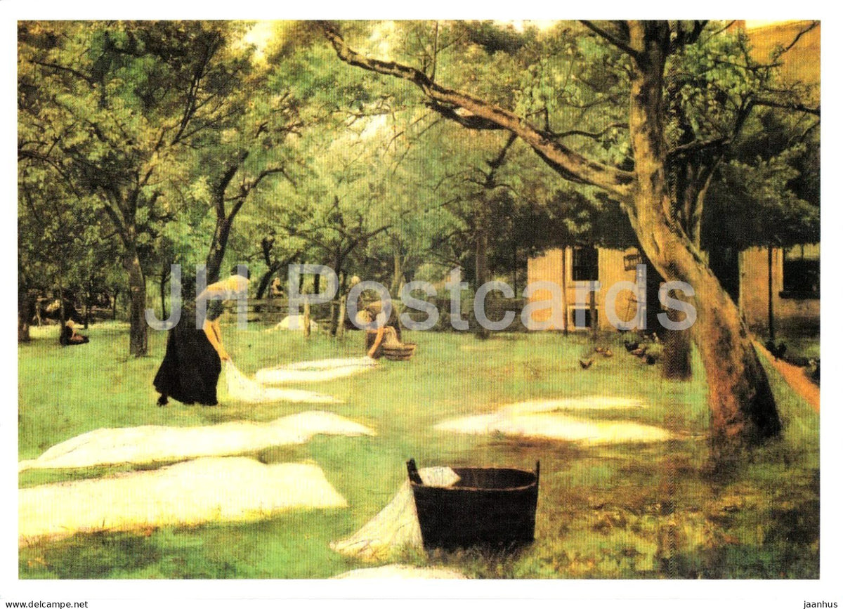 painting by Max Liebermann - The Bleaching Ground - Die Rasenbleiche - German art - 1990s - Germany - unused - JH Postcards