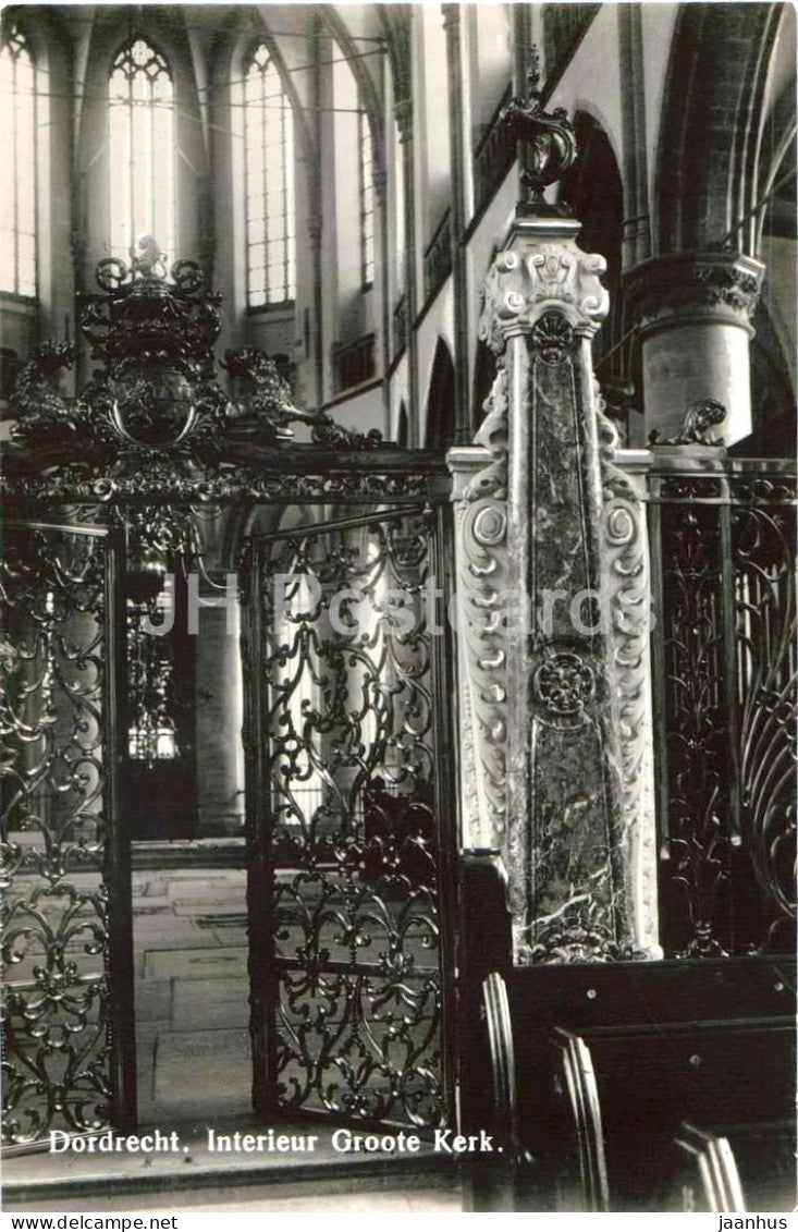Dordrecht - Interieur Groote Kerk - Great Church interior - organ - old postcard - Netherlands - unused - JH Postcards