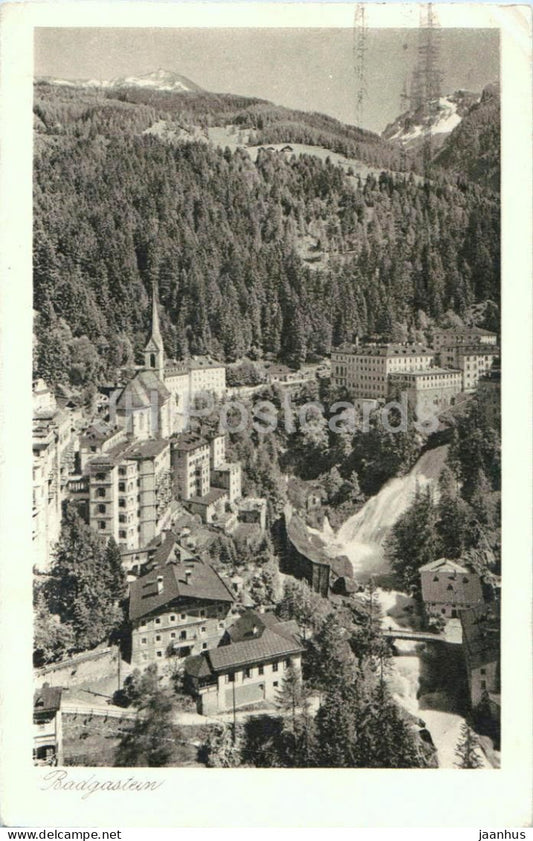 Badgastein - Bad Gastein - Alpine town view - waterfal - No. 21282 - old postcard - 1927 - Austria - used - JH Postcards