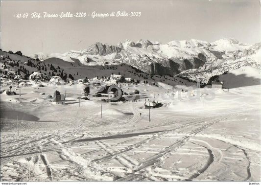 Rifugio Passo Sella - Gruppo di Odle - mountains - Alps - 41-07 - old postcard - 1958 - Italy - used - JH Postcards