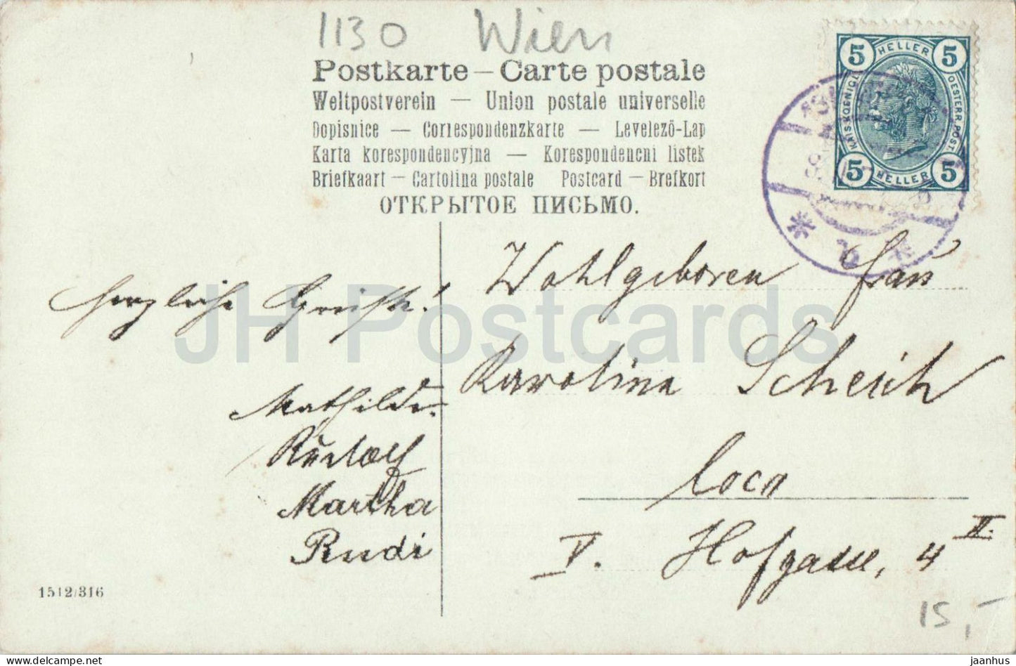 Vienne - architecture - rue - carte postale ancienne - 1906 - Autriche - utilisée 