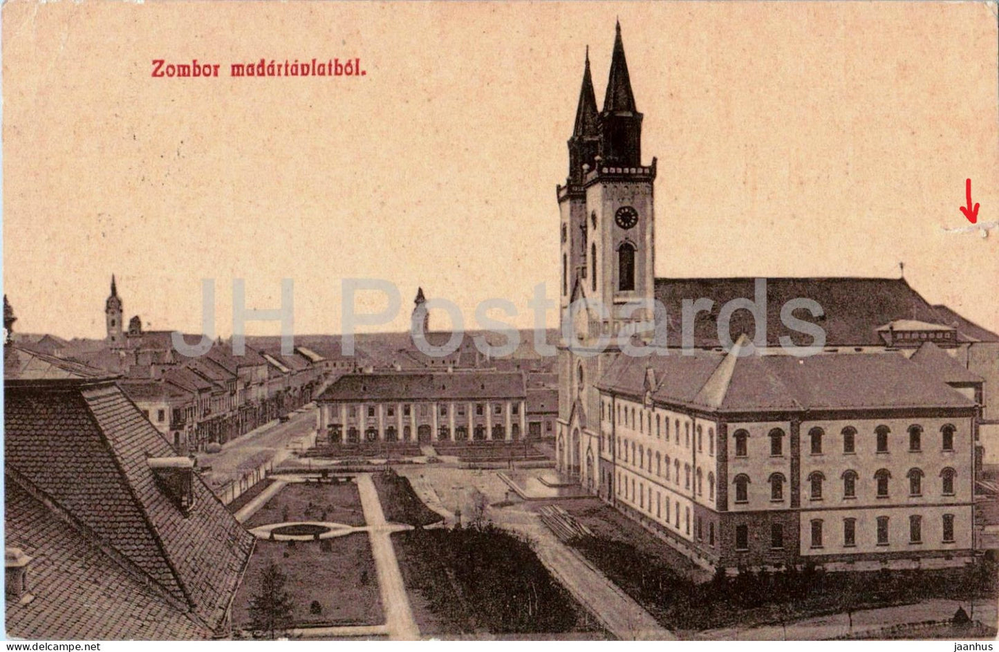 Zombor madartavlatbol - city panorama - old postcard - 2 - 1909 - Serbia - unused - JH Postcards