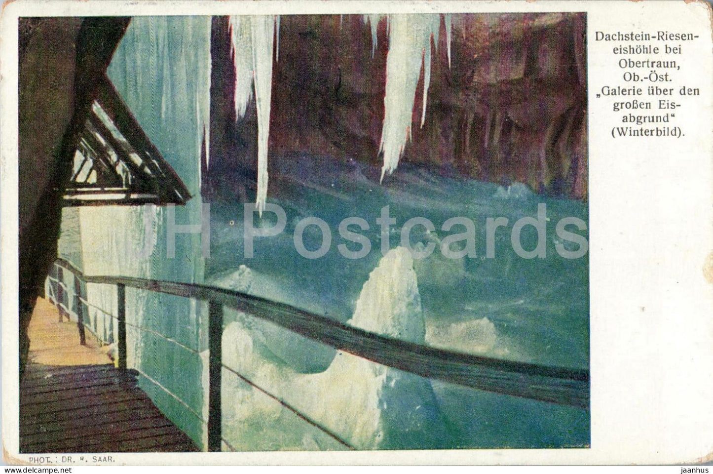 Dachstein Rieseneishohle bei Obertraun - Galerie uber den grossen Eisabgrund - 28 old postcard - 1920s - Austria - used - JH Postcards