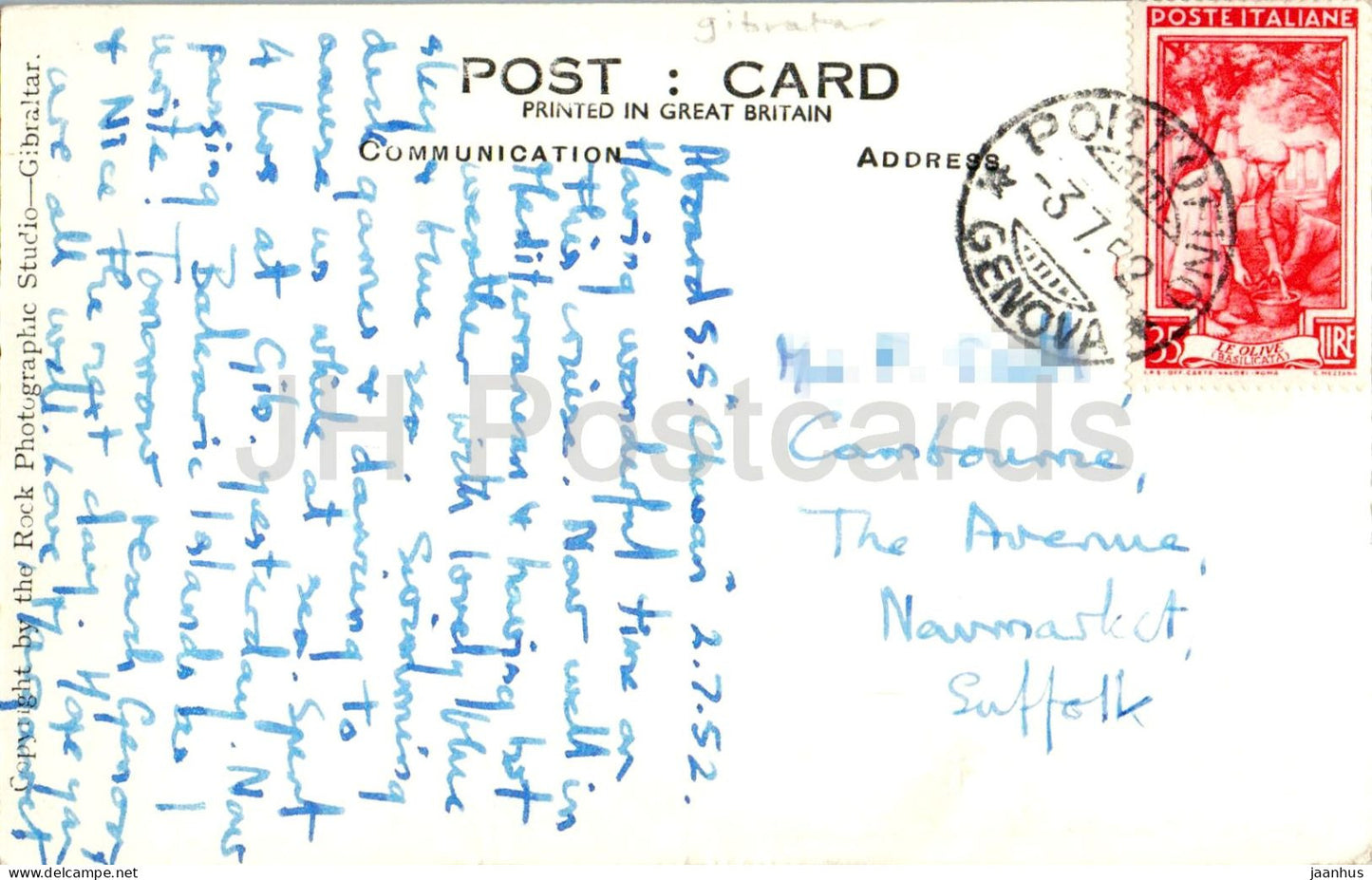 Grüße aus Gibraltar - Der Fels von der Bucht - Main Street - Maurische Burg - Mehrfachansicht - 1952 - Gibraltar - gebraucht