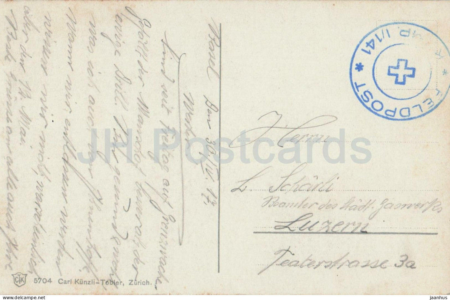 Basel - Marktplatz mit Rathaus - Market Square with Town Hall Feldpost - 5704 - alte Postkarte - 1917 - Schweiz - gebraucht 