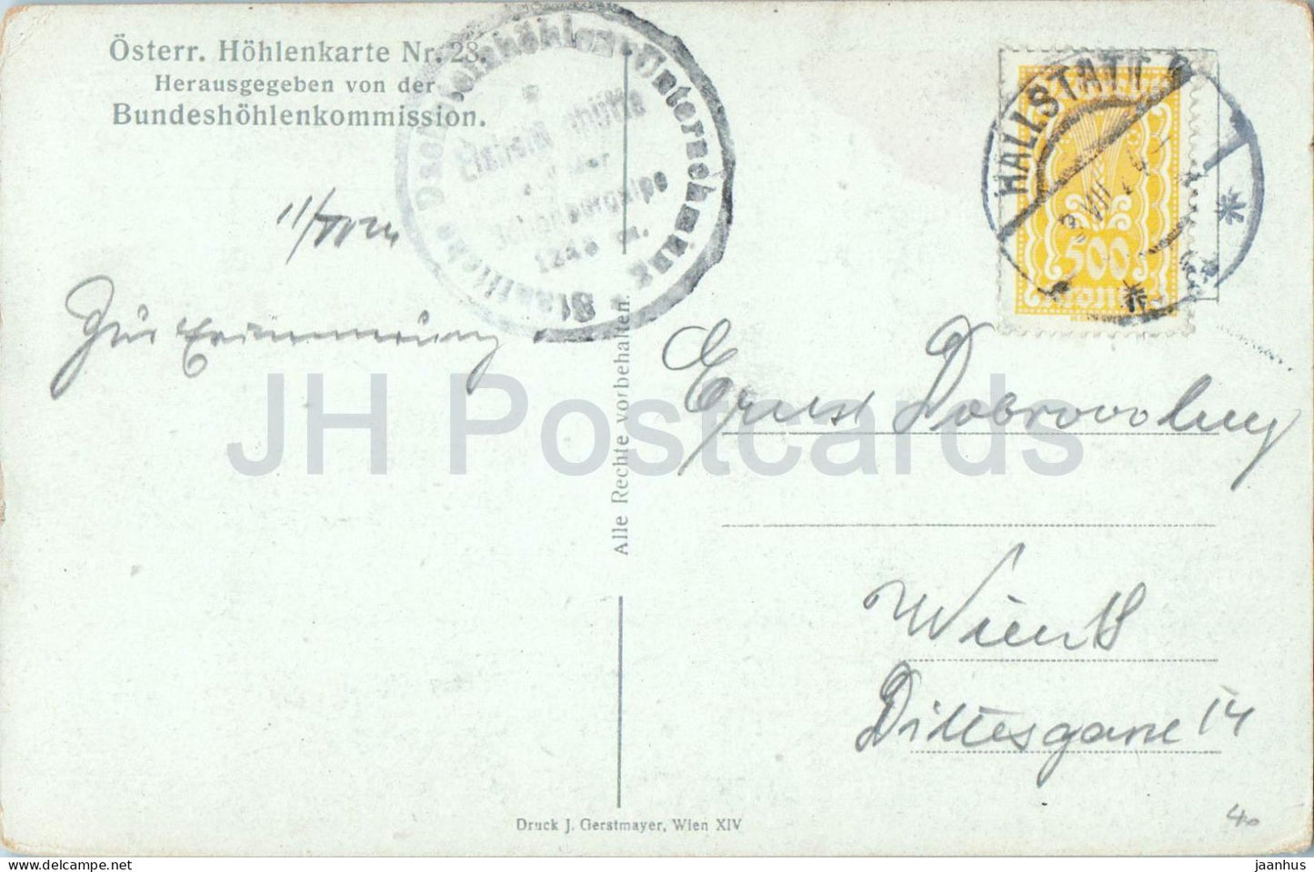 Dachstein Rieseneishohle bei Obertraun - Galerie uber den grossen Eisabgrund - 28 old postcard - 1920s - Austria - used