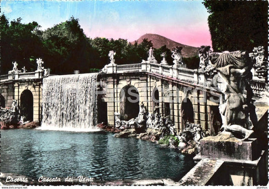 Caserta - Cascata dei Venti - Winds Waterfall - royal palace gardens - old postcard - 1954 - Italy - used - JH Postcards