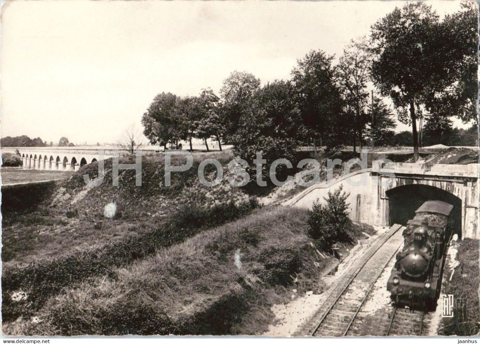 Agen - La Ligne Bordeaux-Sete et le Pont-Canal - railway - train - locomotive - old postcard - 1944 - France - used - JH Postcards