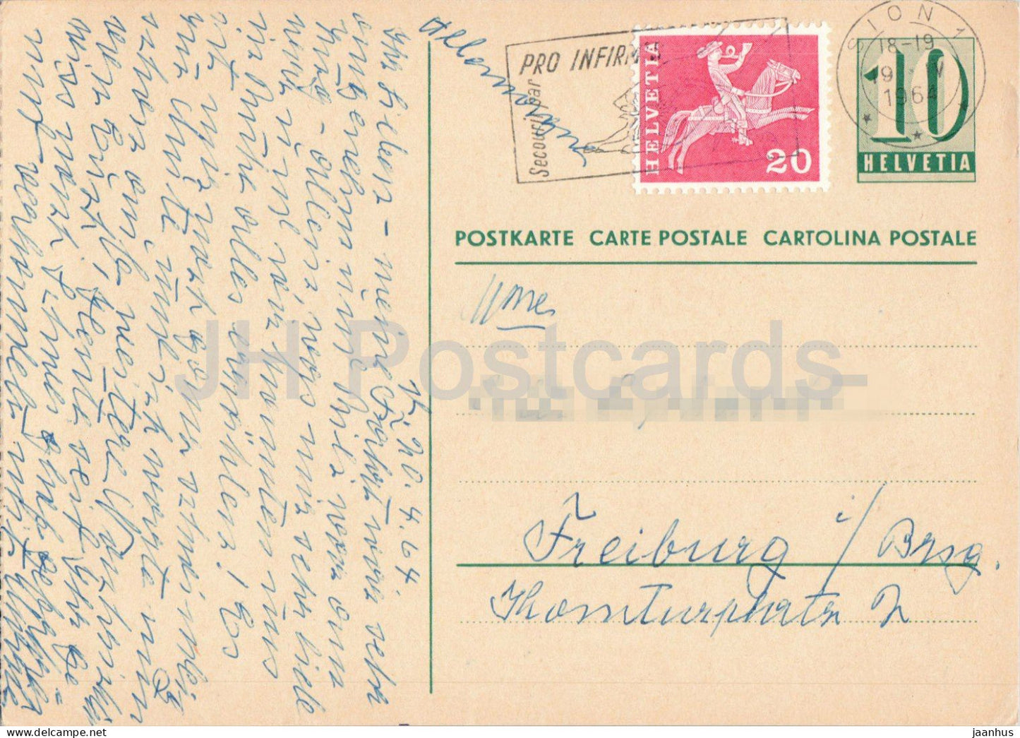 Postal stationery - 41 - 1964 - Switzerland - used - JH Postcards