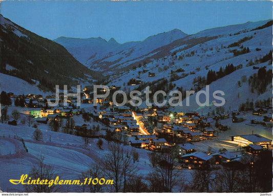 Hinterglemm 1100 m - alpine village - winter night view - valley - 155 - Austria - used - JH Postcards