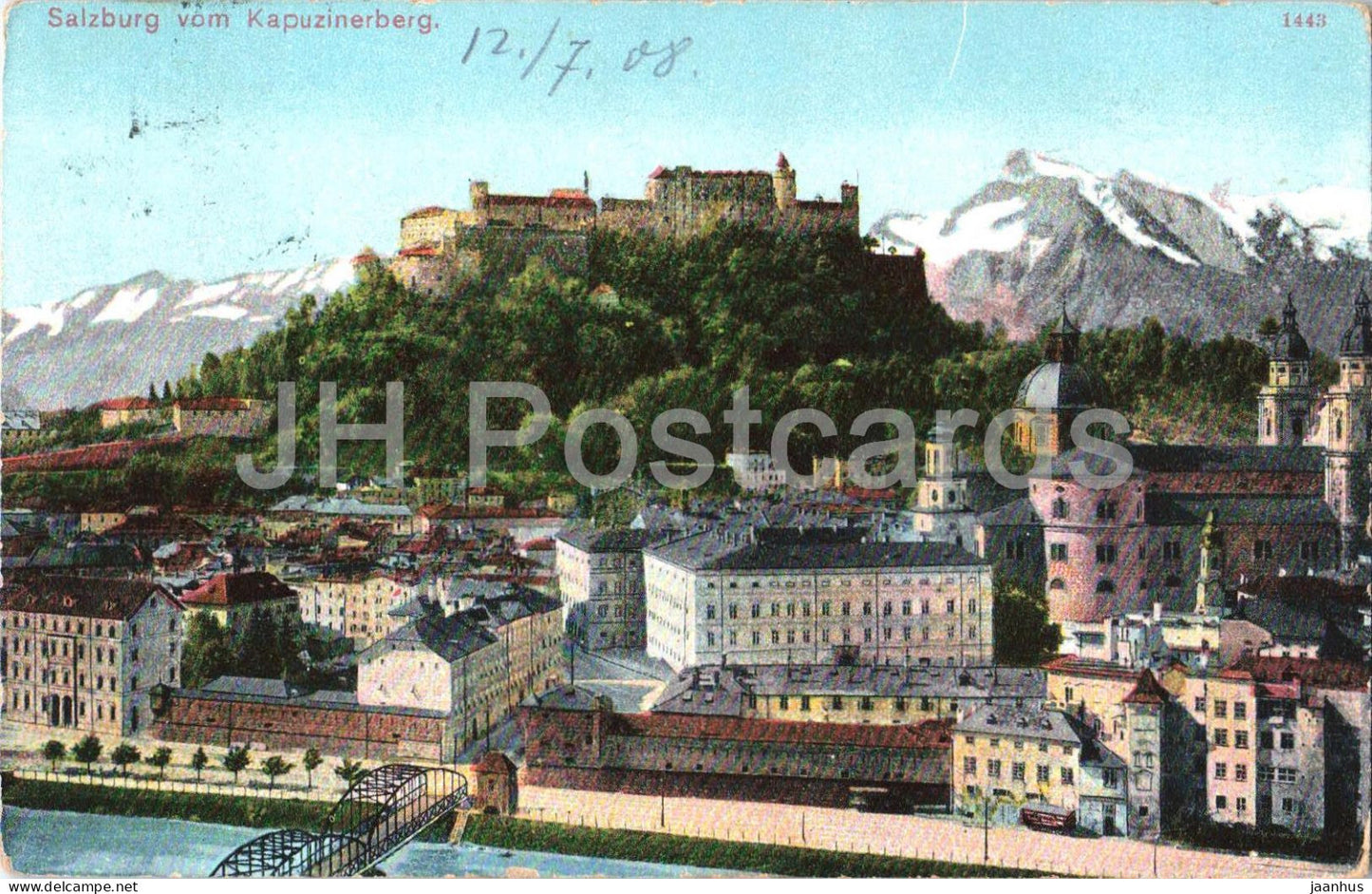 Salzburg vom Kapuzinerberg - Nr. 1443 - old postcard - 1908 - Austria-Hungary - used - JH Postcards