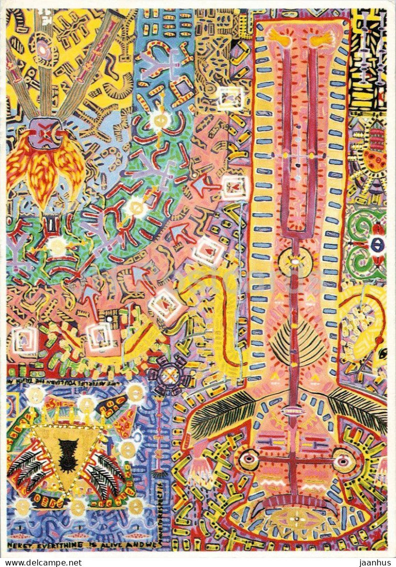 painting by Michael Eyssele - fantastic ornamental composition - German art - 1990s - Germany - used - JH Postcards