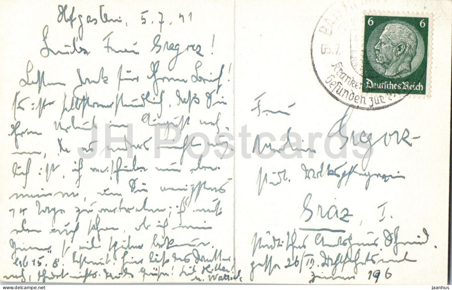 Badgastein - Bad Gastein - Vue avec église et montagnes - carte postale ancienne - 1941 - Autriche - utilisée 