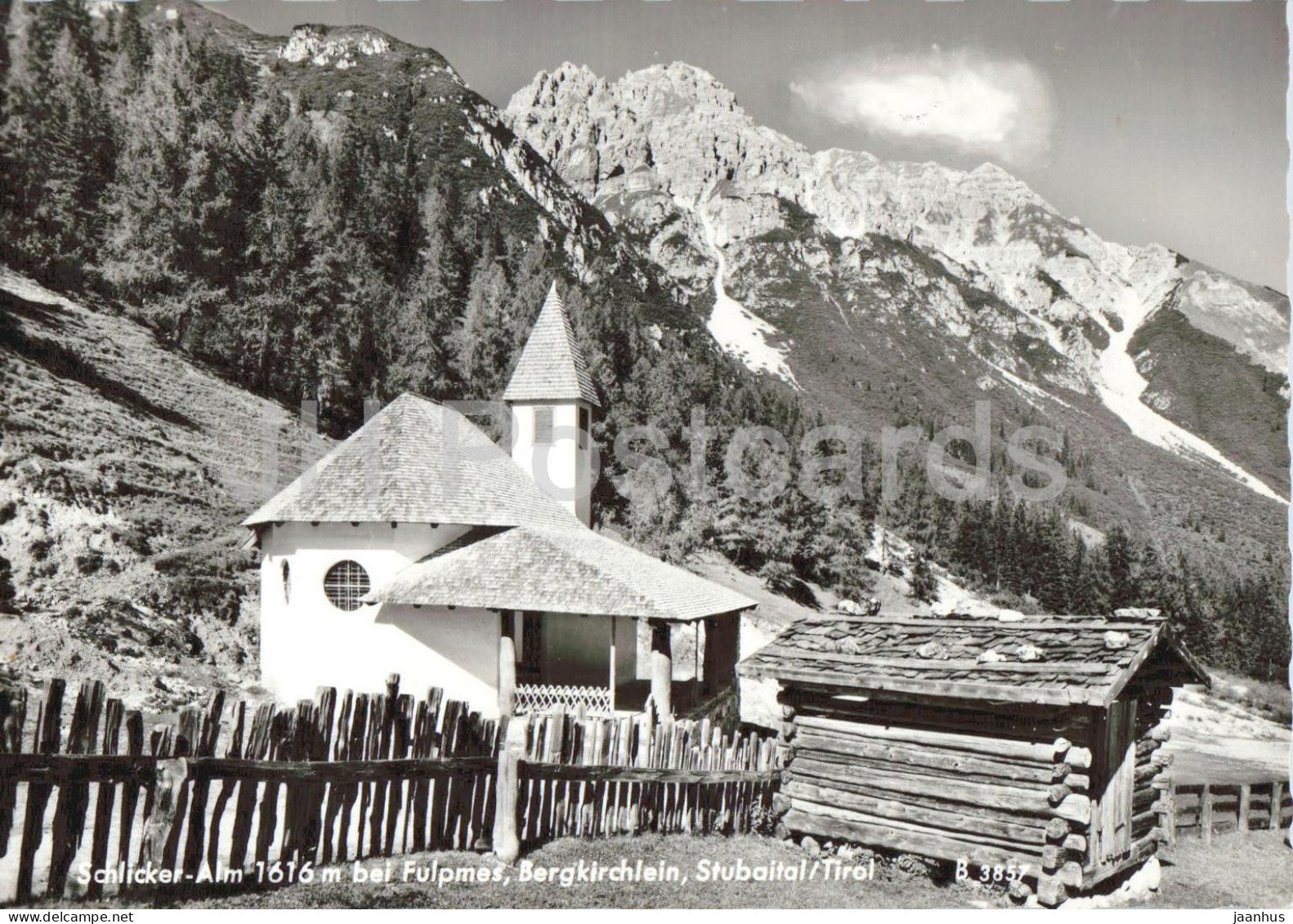 Schlicker Alm 1616 m bei Fulpmes - Bergkirchlein - Stubaital - chapel - Tirol - 3857 - old postcard - Austria - unused - JH Postcards