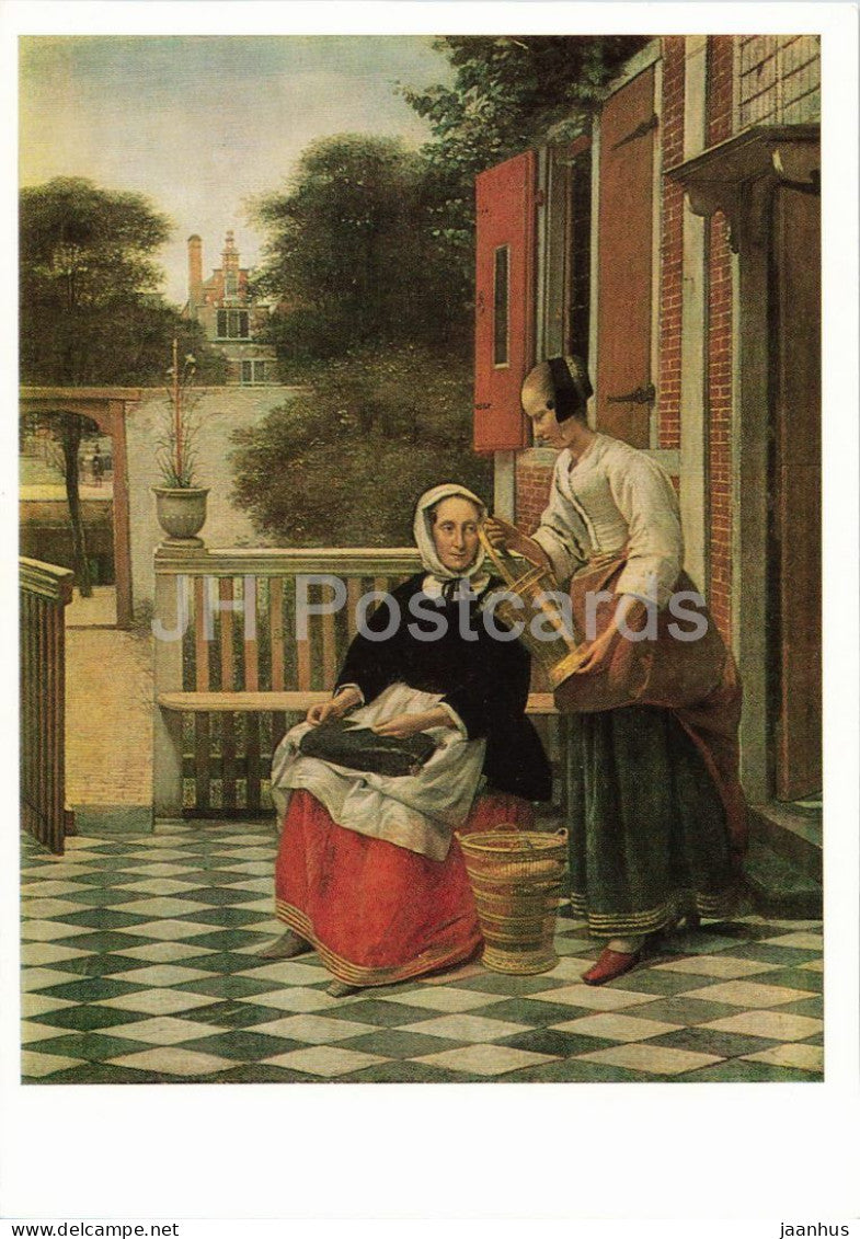 painting by Pieter de Hooch - Mistress and Her Maid - Dutch art - 1988 - Russia USSR - unused - JH Postcards