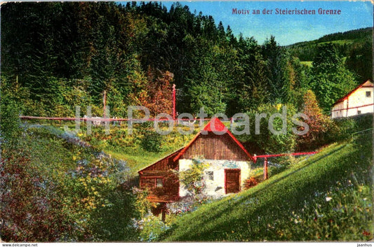 Motiv an der Steierischen Grenze - Scene at the Styrian Border - rural house - P062 - old postcard - Austria - used - JH Postcards