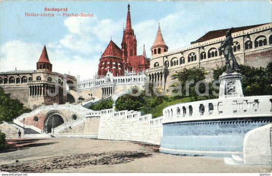 Budapest Halasz-bastya - Fisherman’s Bastion - Matthias Church - 27 - old postcard - 1911 - Hungary - used - JH Postcards