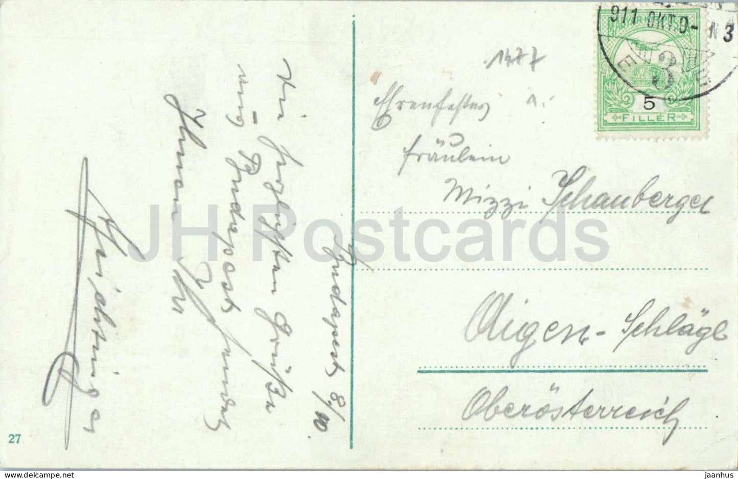 Budapest, Bastion des Pêcheurs - Église Matthias - 27 - Carte postale ancienne - 1911 - Hongrie - utilisée 
