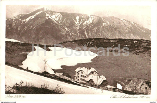 Rax 2009 m - Otto Schutzhaus 1775 m - mountain hut in snow view - 19229 - old postcard - 1922 - Austria - unused - JH Postcards