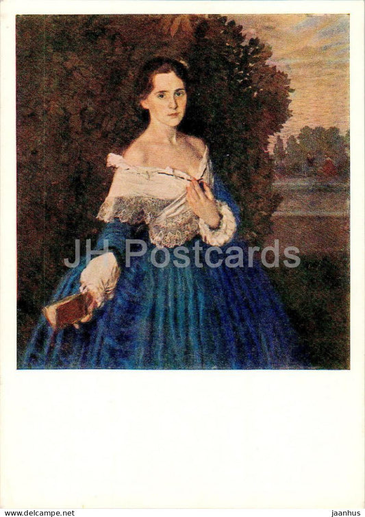 painting by K. Somov - The Lady in Blue - Russian art - 1957 - Russia USSR - unused - JH Postcards