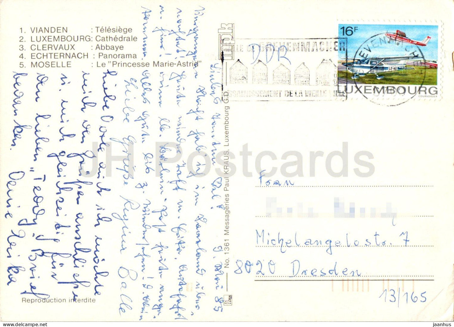Vianden - Luxembourg - Clervaux - Echternach - Moselle - ship - boat - multiview - 1361 - 1985 - Luxembourg - used