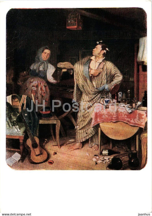 painting by Pavel Fedotov - The First Cross - Der neue Kavalier - Russian art - 1956 - old postcard Russia USSR - unused - JH Postcards