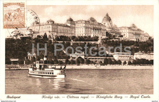 Budapest - Kiralyi var - Royal Castle - boat - ship - old postcard - Hungary - used - JH Postcards