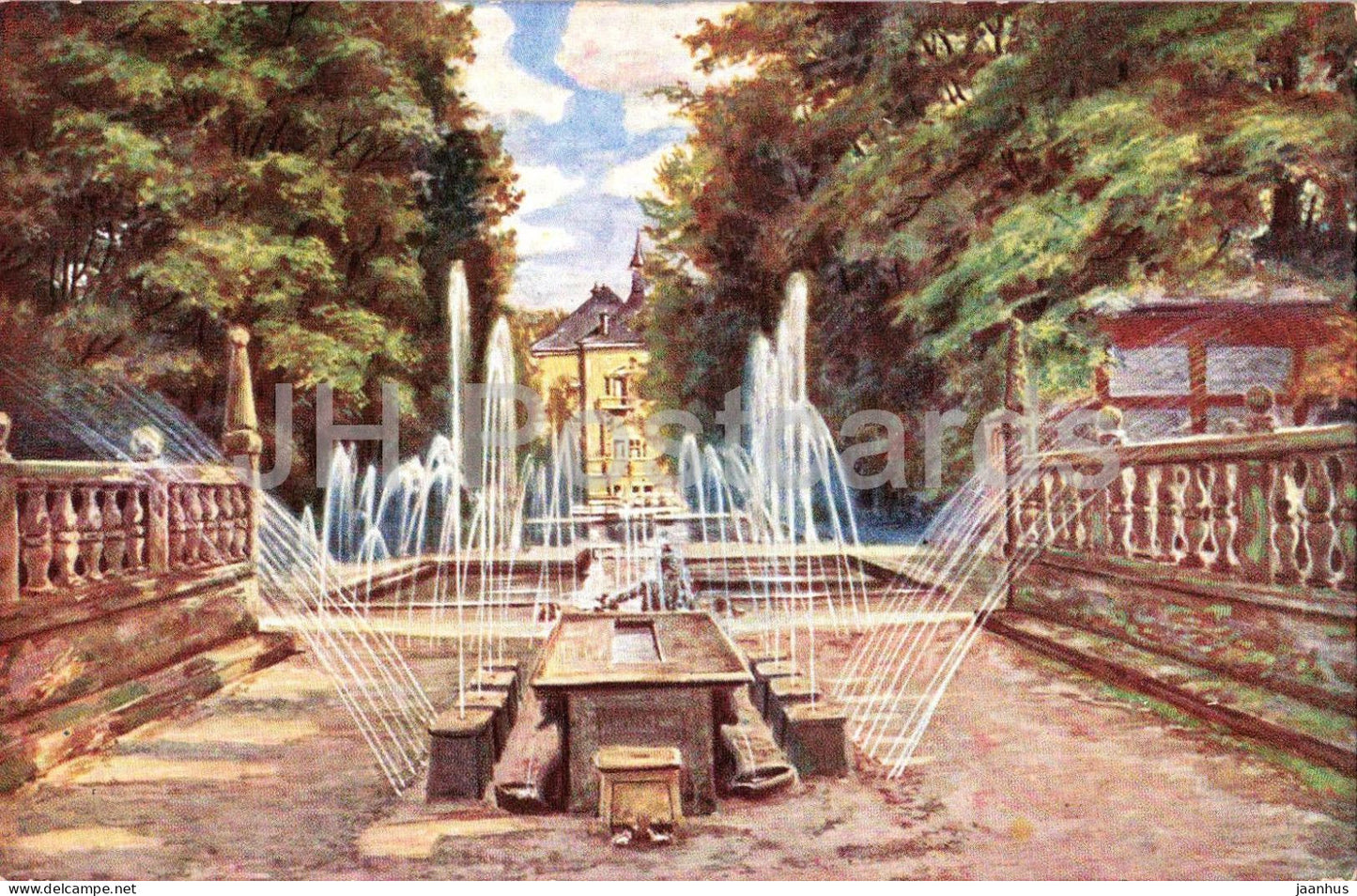 Schloss Hellbrunn - Furstentisch - Castle - WIRO Kunstlerkarte - illustration - old postcard - Austria - unused - JH Postcards