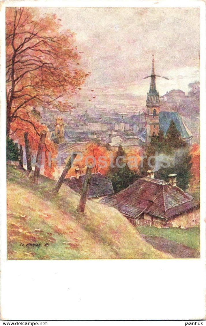 Salzburg - Herbst - illustration by Fr. Pichler - old postcard - 1943 - Austria - used - JH Postcards