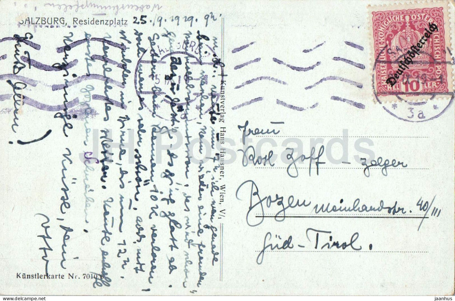 Salzburg Residenzplatz - Nr. 7010/6 - old postcard - 1919 - Austria - used