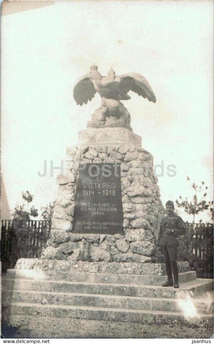 Denkmal - War memorial with eagle - WWI monument - photo - old postcard - Austria - unused - JH Postcards