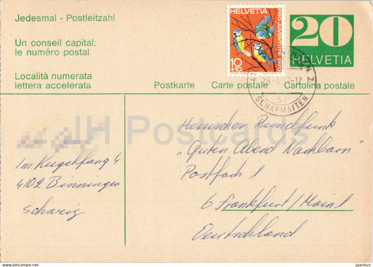 Guten Abend Nachbarn - Hessischer Rundfunk - postal stationery - 23 - 1972 - Switzerland - used - JH Postcards