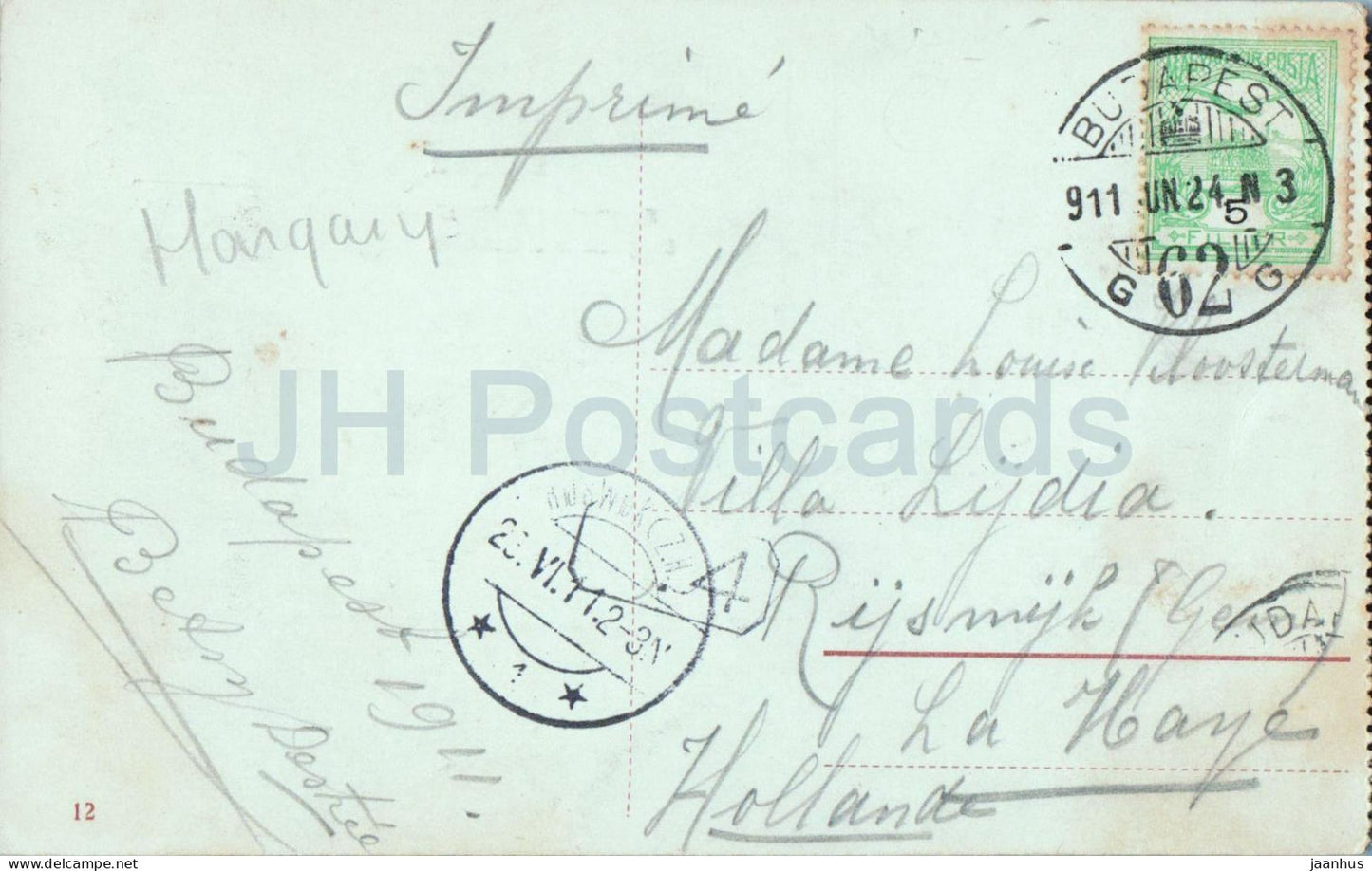 Budapest - Margitszigeti furdohaz - Badehaus der Margareteninsel - alte Postkarte - 1911 - Ungarn - gebraucht 