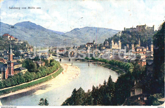 Salzburg von Mulln aus - river view - Nr. 506 - old postcard - 1927 - Austria - used - JH Postcards